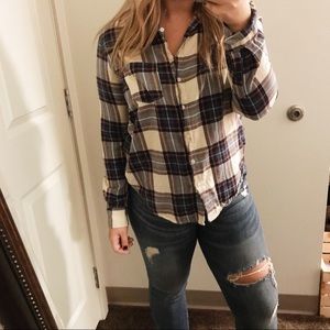 H&M Blue & Cream Plaid Flannel
